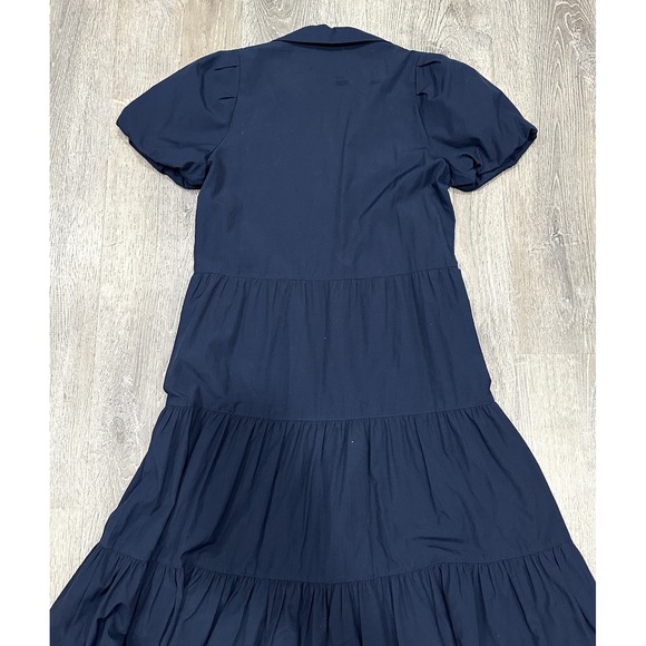 Brochu Walker Women's Dress XS Blue Collared Puff Sleeve Tiered Shirt Midi - Picture 11 of 14